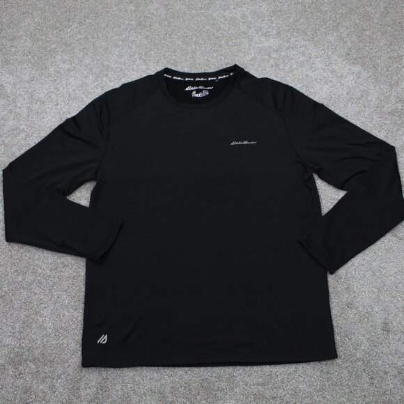 Eddie Bauer Motion Shirt Mens Medium Black Free Dry Poly Stretch L/S Pullover - Picture 1 of 11